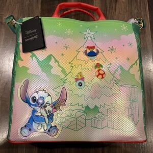 Loungefly Multicolor Disney Stitch Christmas Tote